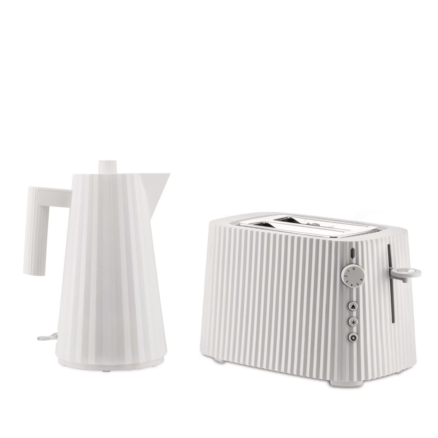 Alessi Wasserkocher und Toaster Plissé Weiß, 1,7 l, 2400 W
