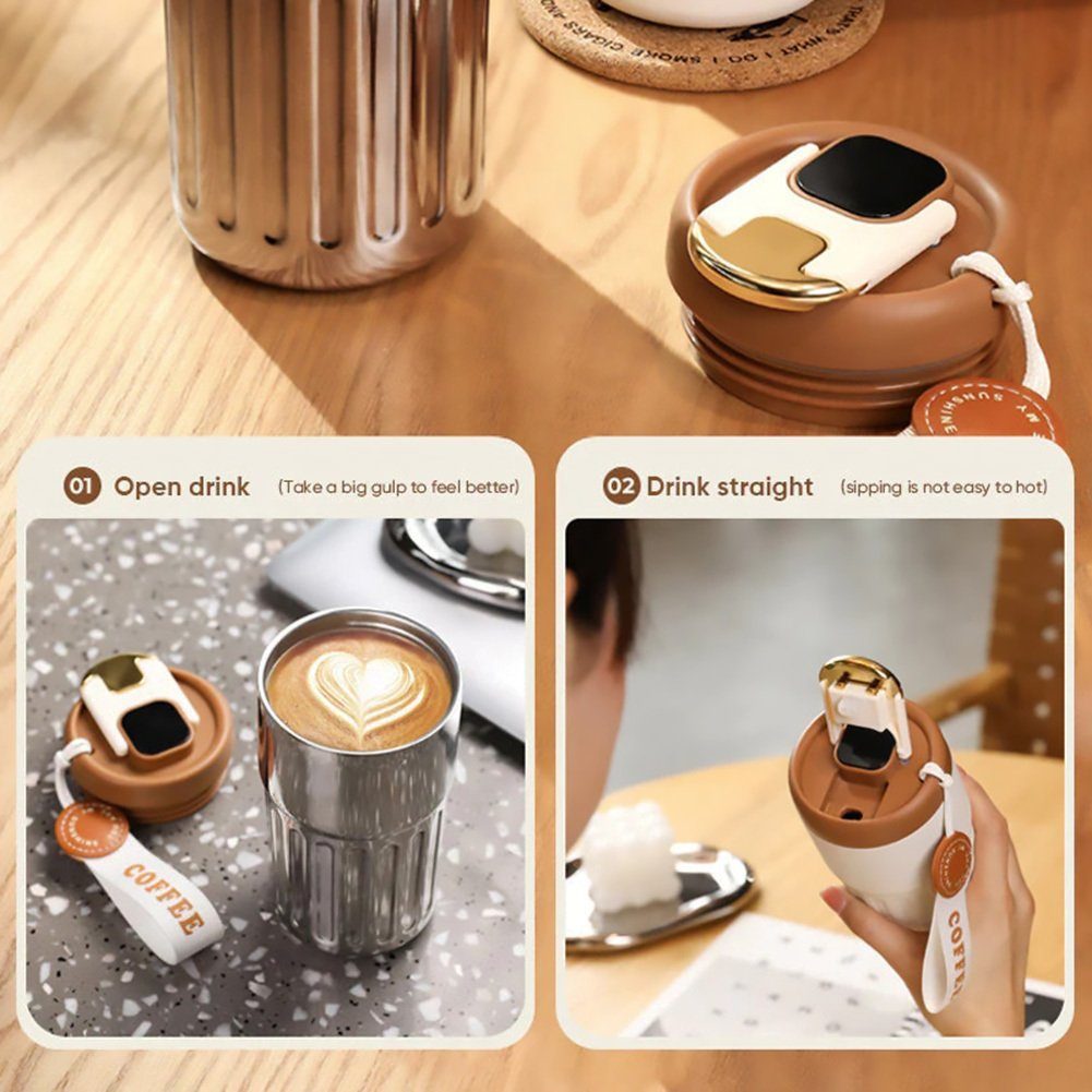 Blusmart Tasse Kaffeebecher Mit Temperaturanzeige, Aus Silberkaffee Isolierbecher Tragbarer