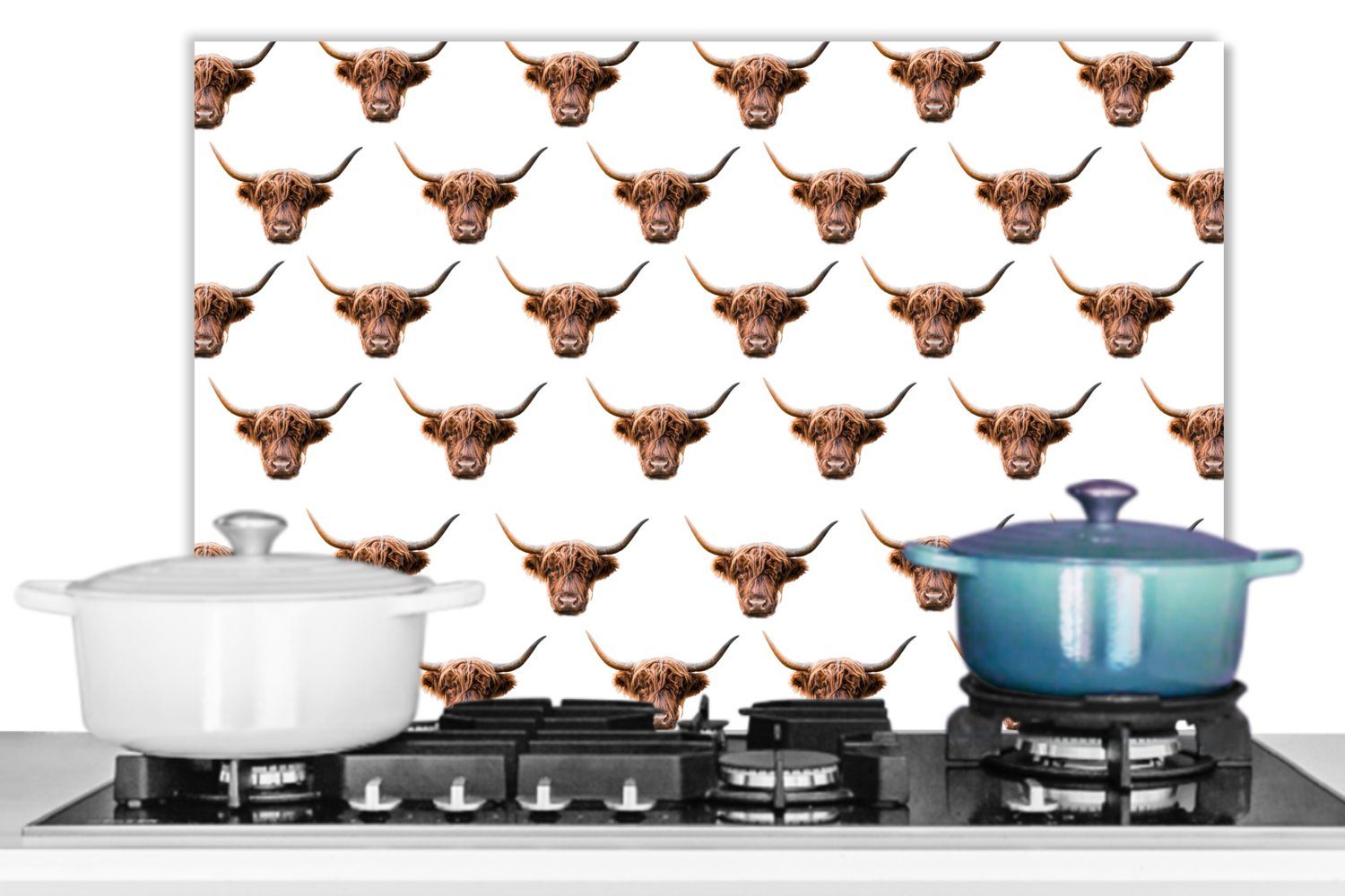 Herdblende cm, MuchoWow Highlander, 60x40 aus - Wandschutz, - Vorlage küchen (1-tlg), Schottischer Tiere Küchenrückwand Temperaturbeständig