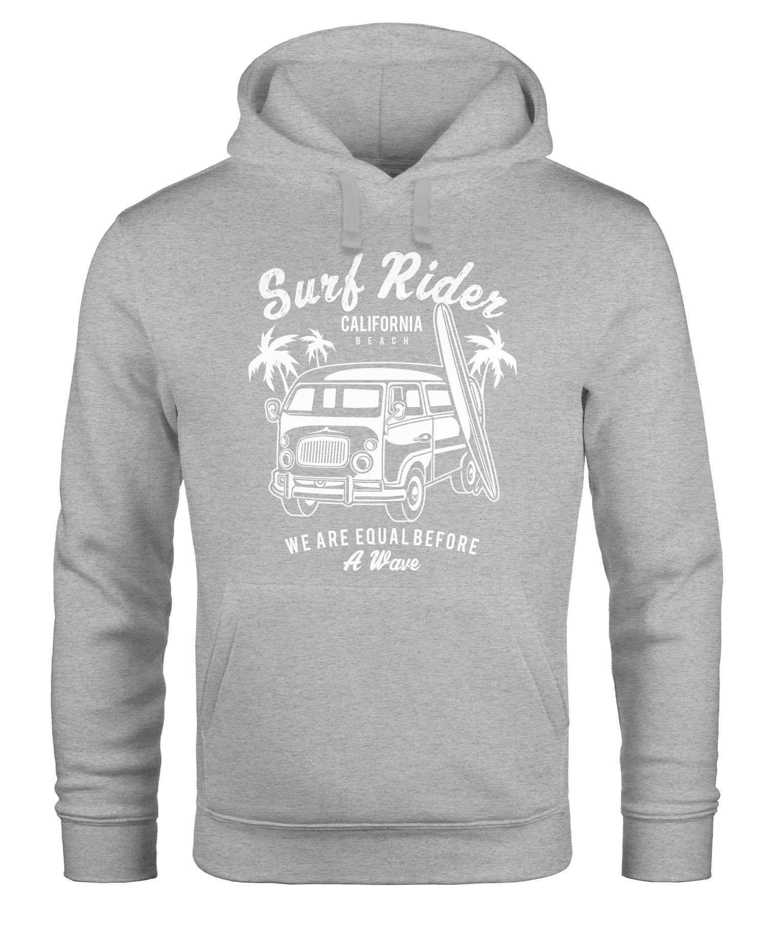 MoonWorks Hoodie Hoodie grau Herren Kapuzenpullover Retro Kapuze Moonworks mit Surfing Pullover Bus