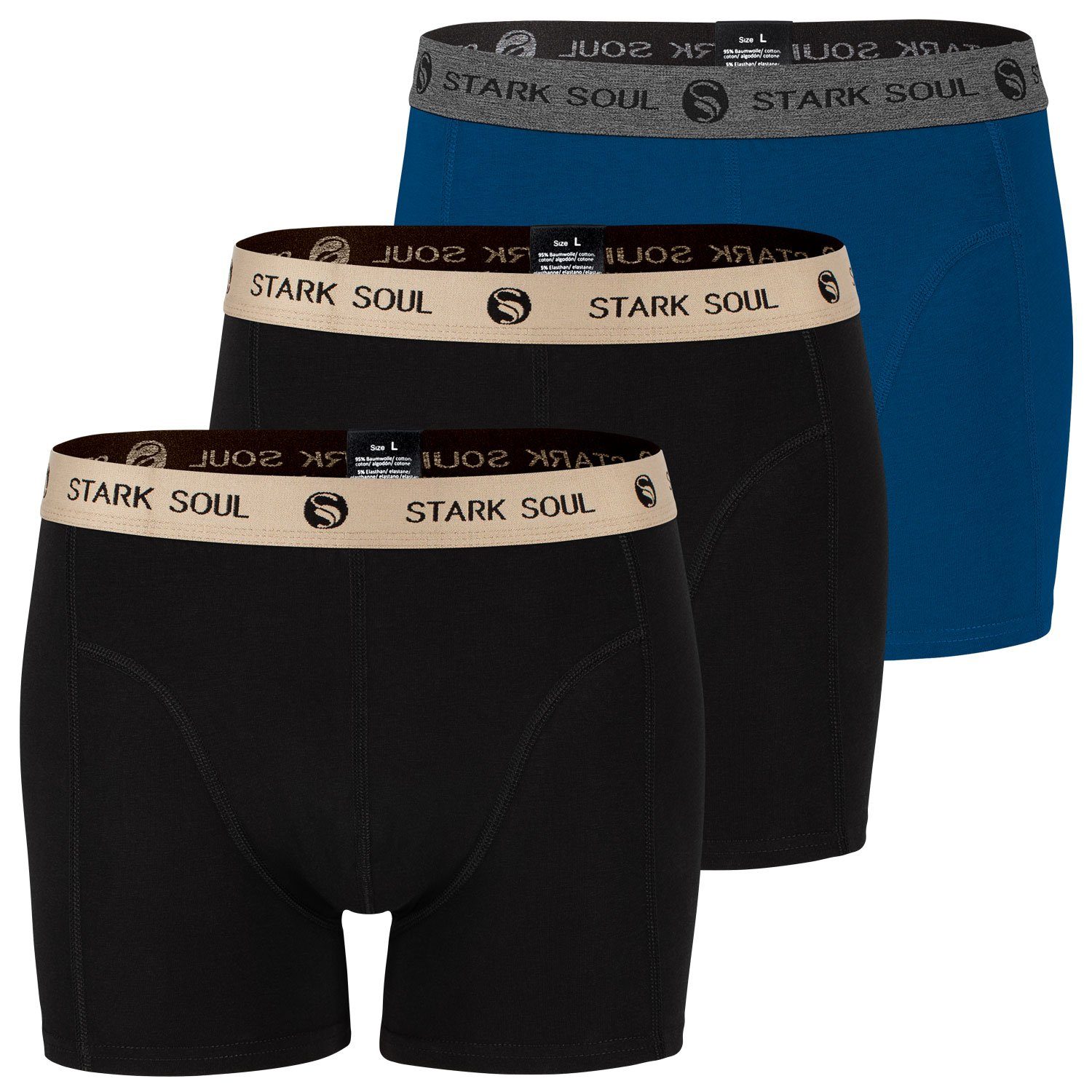 Stark Soul® Boxershorts Gemischt-V2 3er Pack, - Retroshorts, Trunks 3er-Pack weiche Herren Baumwolle Boxershorts