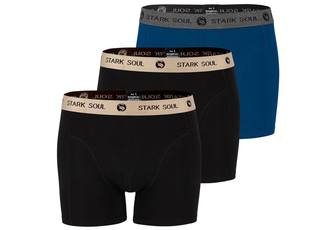 Stark Soul® Boxershorts Herren Boxershorts, 3er Pack, Retroshorts, Trunks - weiche Baumwolle 3er-Pack