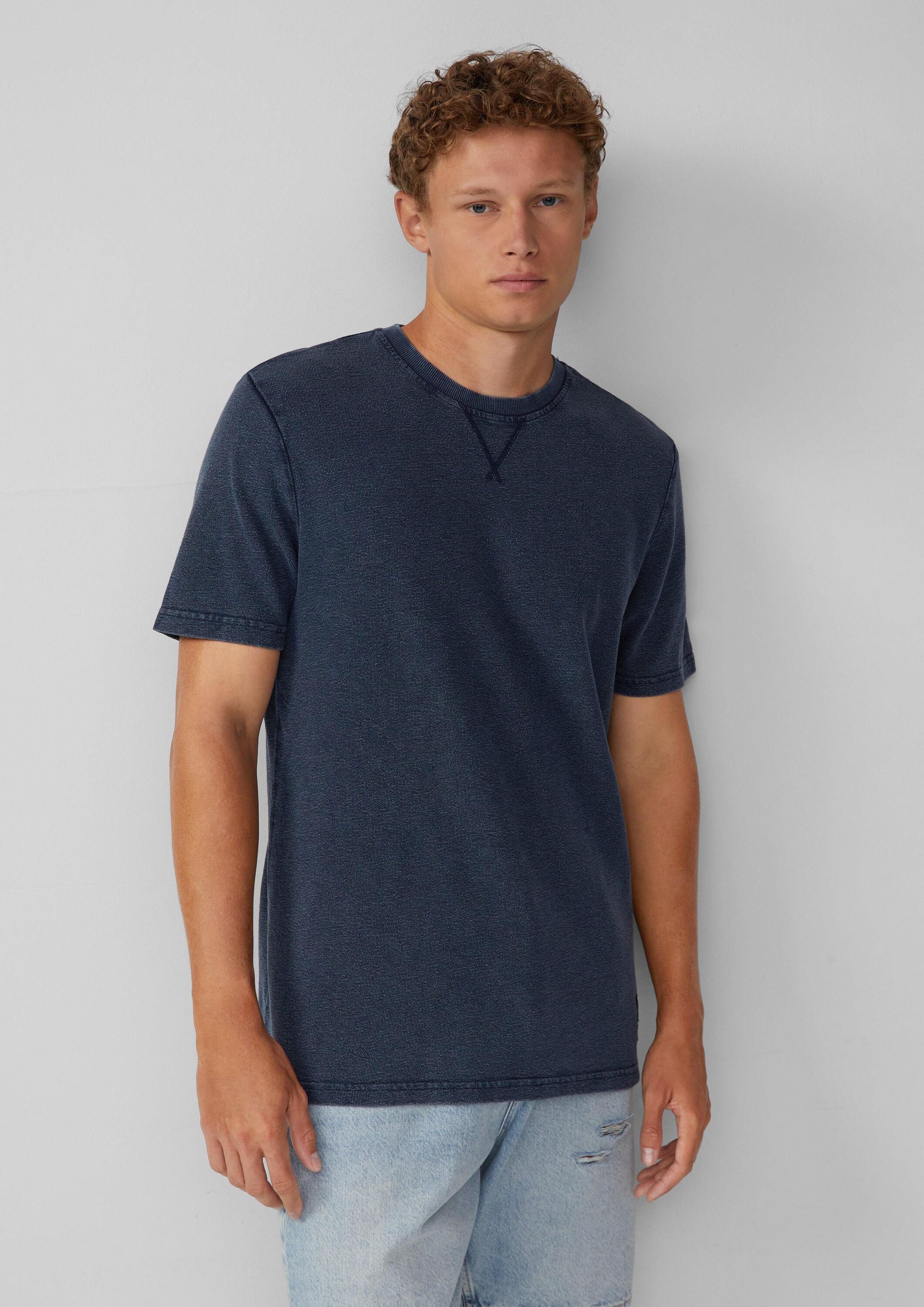 QS Kurzarmshirt T-Shirt Gewaschenes T-Shirt aus Strukturjersey