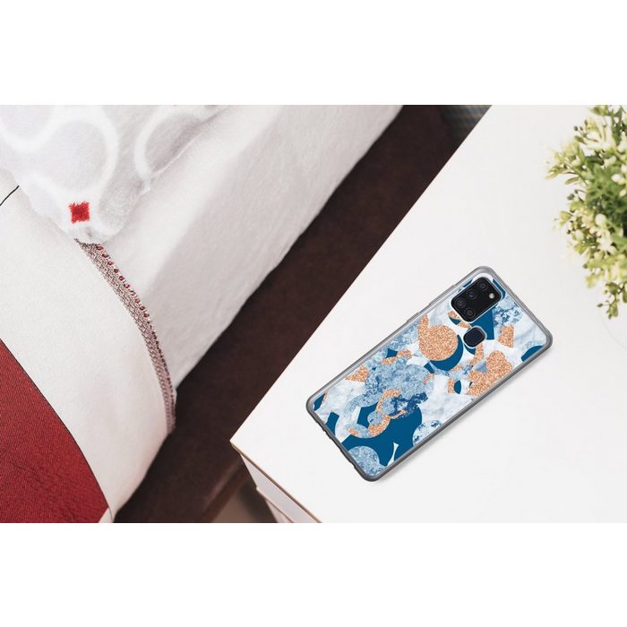 MuchoWow Handyhülle Marmor - Geometrische Formen - Glitter Handyhülle Samsung Galaxy A21s Smartphone-Bumper Print Handy UK10172