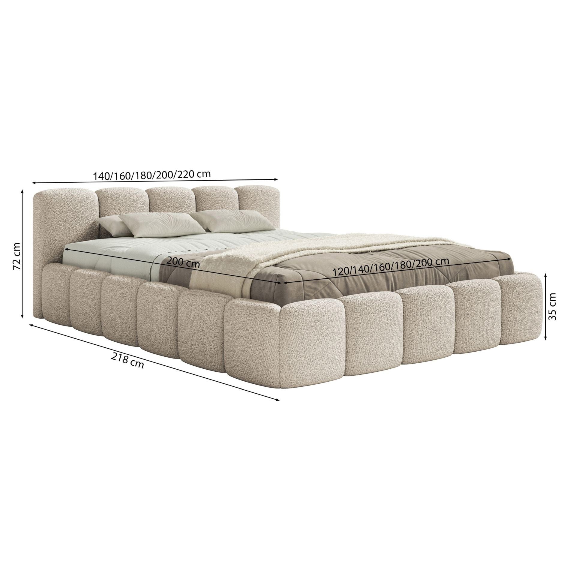 Selsey Polsterbett CLOUDY LOW, mit Lattenrost, und Eck-Kopfteil, Bouclé, 120x200 cm