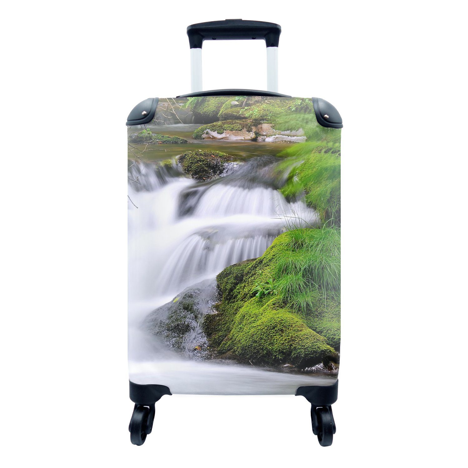 MuchoWow Handgepäckkoffer Wasser - Natur - Wasserfall, 4 Rollen, Reisetasche mit rollen, Handgepäck für Ferien, Trolley, Reisekoffer | Handgepäck-Koffer