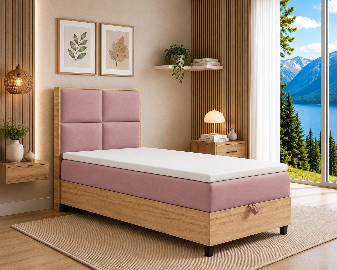 Best for Home Boxspringbett Einzelbett Trinity K-2 Plate Single mit Bettkasten & Topper H3 (Einzelbett, Polsterbett mit gepolstertes Kopfteil, Jugendbett, Kinderbett versch. Größen, 4-St., 70x200 80x200 90x200 100x200 cm), Verschiedene Liefermöglichkeiten, TOP Preis-Leistungs-Verhältnis