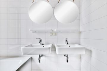 Provance Dekospiegel Runder Spiegel Wand- Badezimmer- Spiegel Weiß 43cm Ø Kordel Glas