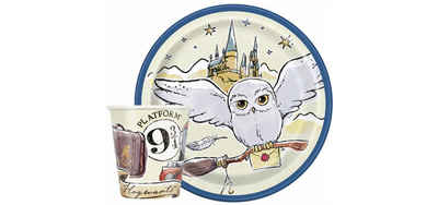 Festivalartikel Einweggeschirr-Set Harry Potter Geburtstagsset: 16-teilig, Becher & Teller, Papier, papier