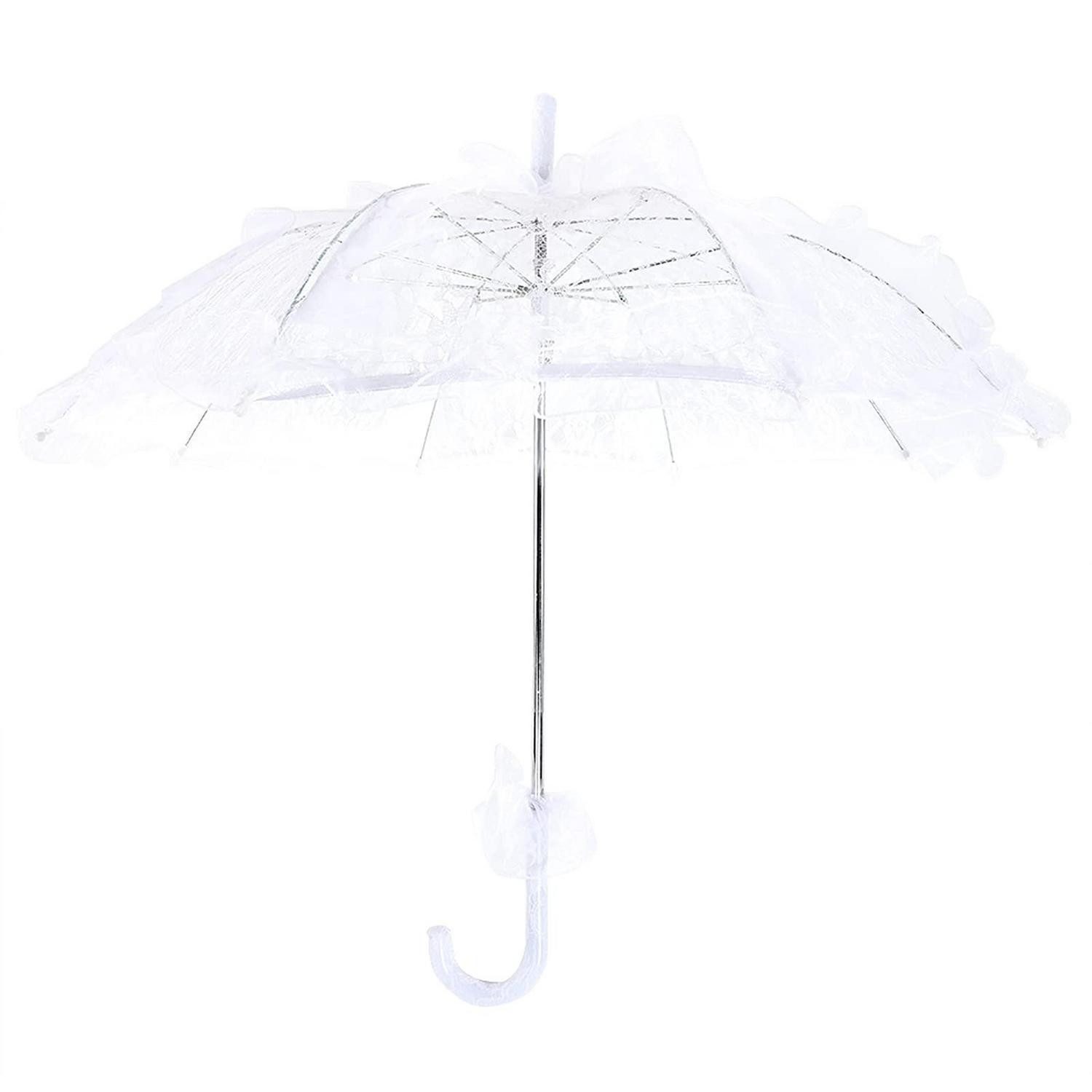 LuxusKollektion Stockregenschirm Brautschirm Vintage weiß Spitze