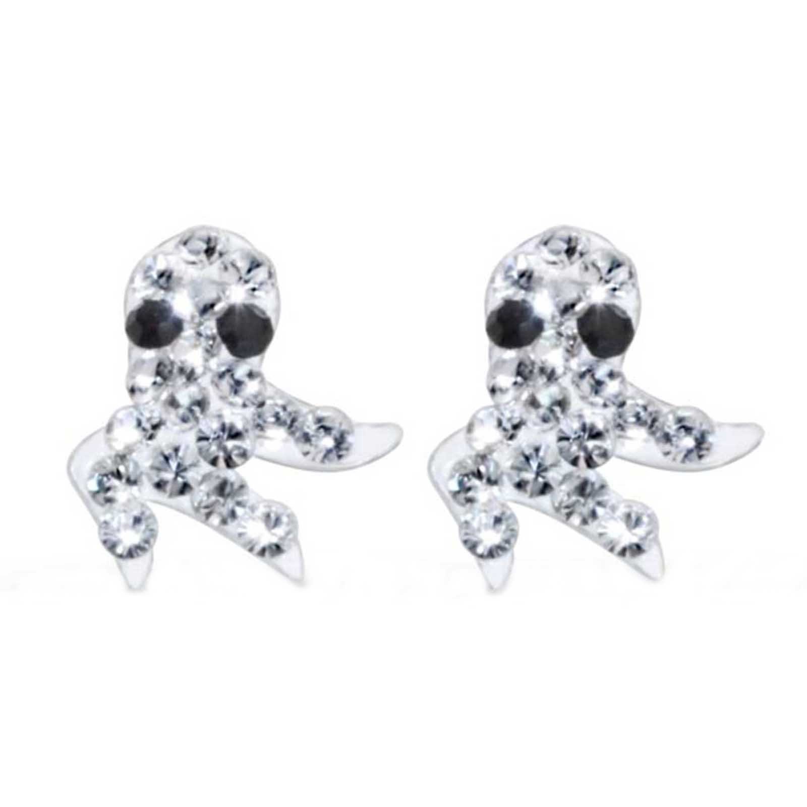 Kinderschmuck, Kinder 925 Ohrringe Oktopus Mädchen, schmuck23 Silber, Ohrstecker Kristalle Paar