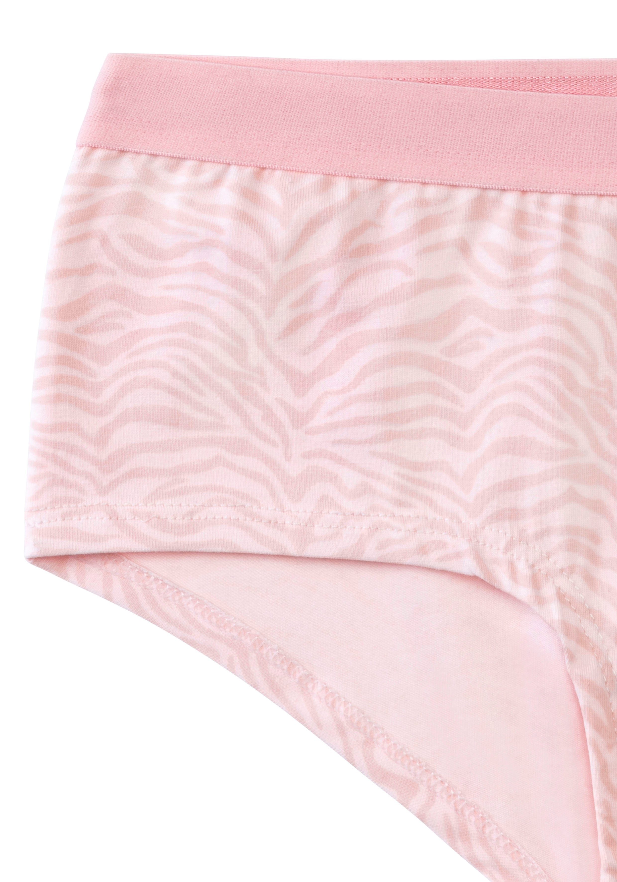 Bustier Set: Panty) rosa mit Bench. (4-tlg., mit tonigem Zebramuster