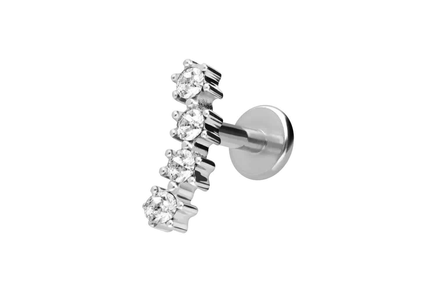 PIERCINGLINE Piercing-Set Titan Labret mit Innengewinde 4 EINGEFASSTE KRISTALLE (Labrets, 1-tlg)