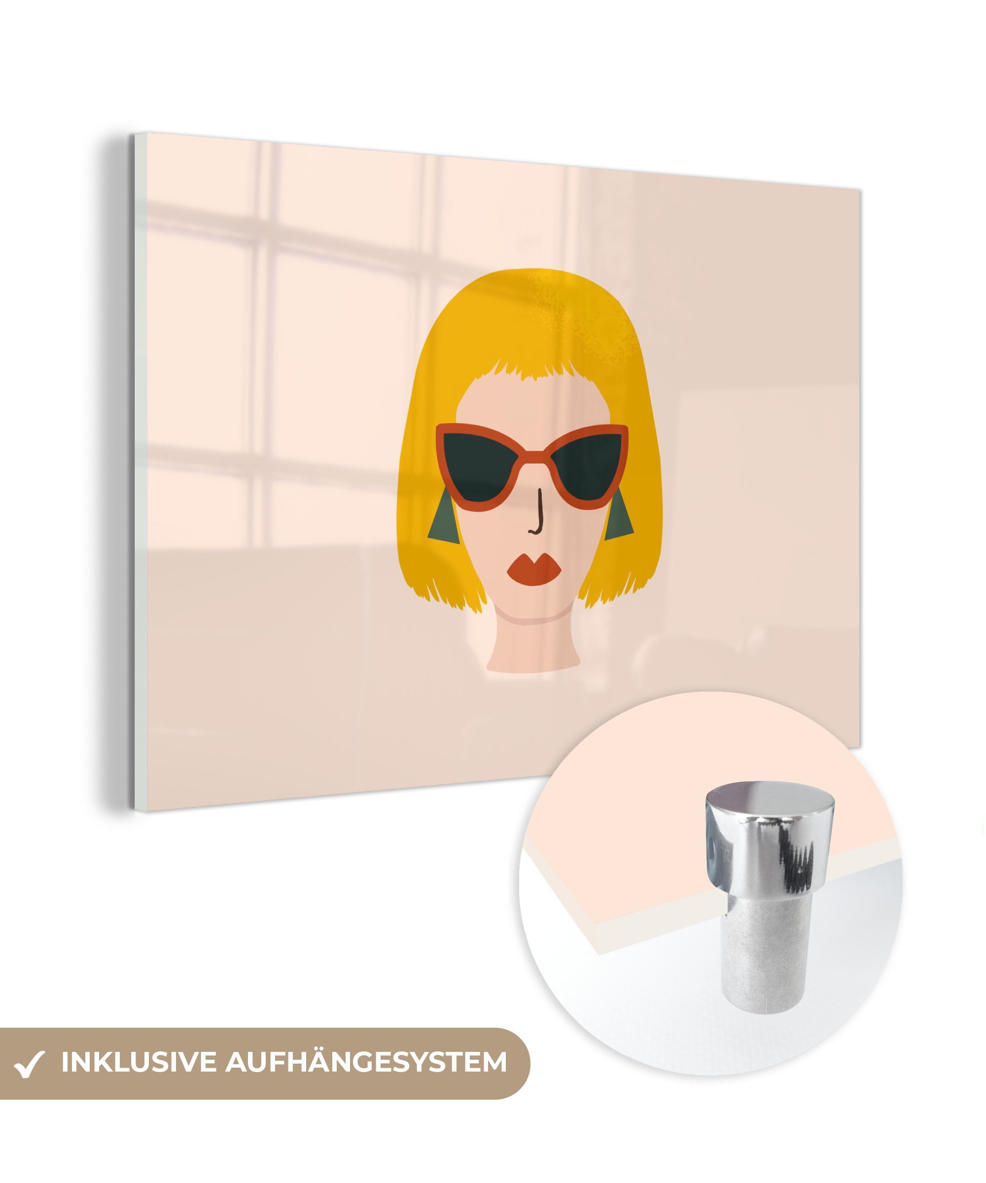 - Sommer, & St), (1 Wohnzimmer Acrylglasbild Frau - Schlafzimmer Sonnenbrille MuchoWow Acrylglasbilder