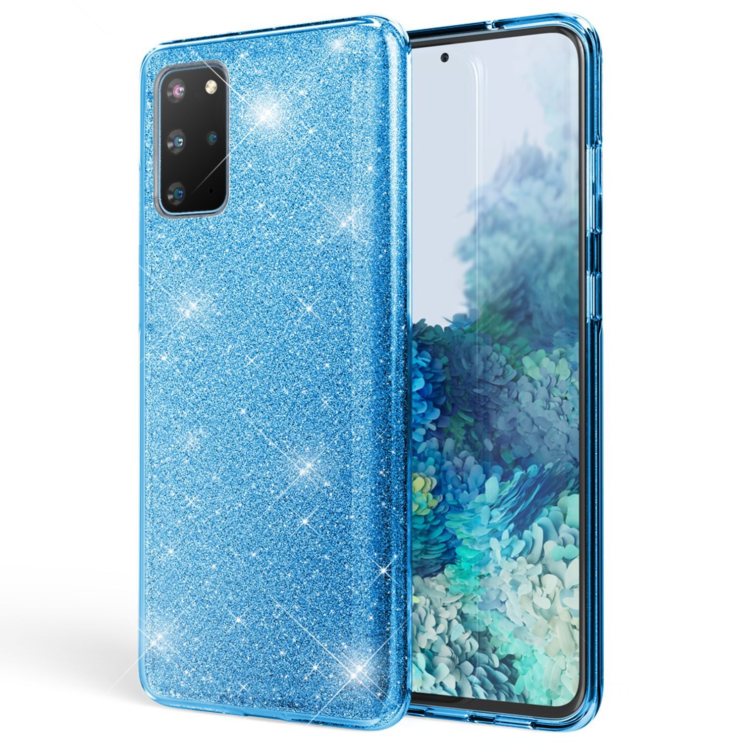 Nalia Smartphone-Hülle Samsung Galaxy S20 Plus 17 cm (6,7 Zoll), Glitzer Silikon Hülle / Glänzender Hybrid Schutz / Stoßfest & Robust
