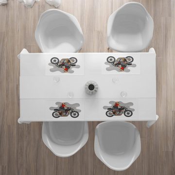 Platzset, Waschbare Stoff Esszimmer Küche Tischdekorations Digitaldruck, Abakuhaus, (4-teilig, 4 Teilig-St., Set aus 4x), Motorrad Englisch Bulldog Bike
