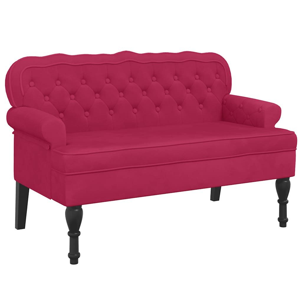 vidaXL Sitzbank Sitzbank mit Rückenlehne Weinrot 119,5x64,5x75 cm Samt