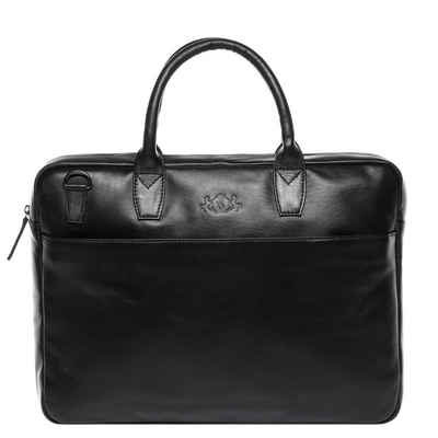 SID & VAIN Laptoptasche »BOSTON«, Laptoptasche 17 Zoll echt Leder Unisex, Aktentasche schwarz