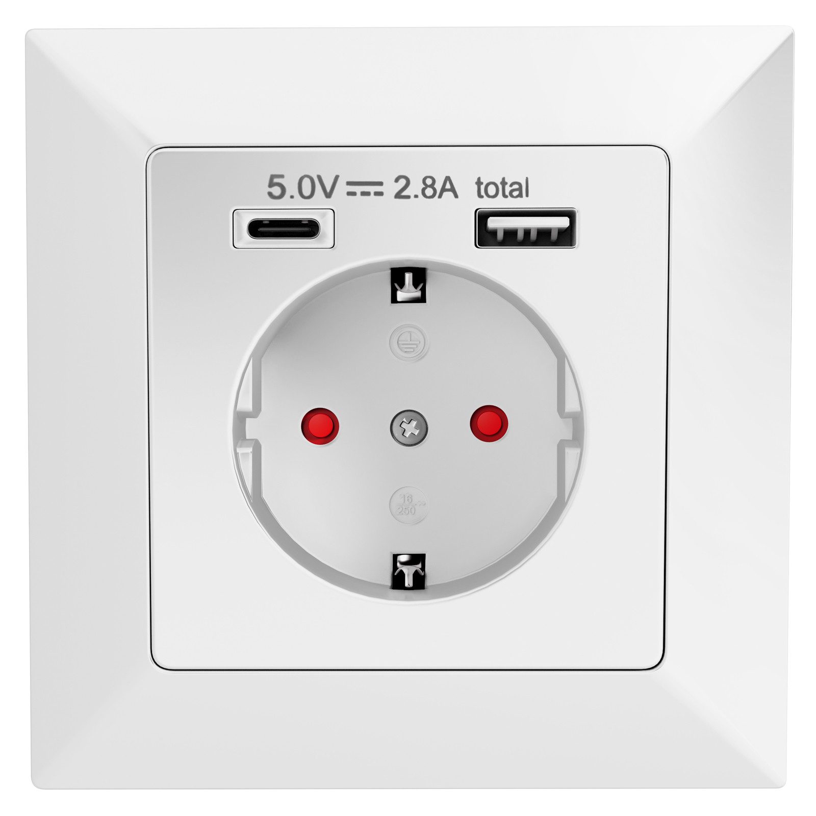 HB-DIGITAL Unterputz-Steckdose hb-digital USB Steckdose Unterputz Schutzkontakt 1x USB-C 1x USB-A, 1-St., Integrierte USB-A und USB-C Ports