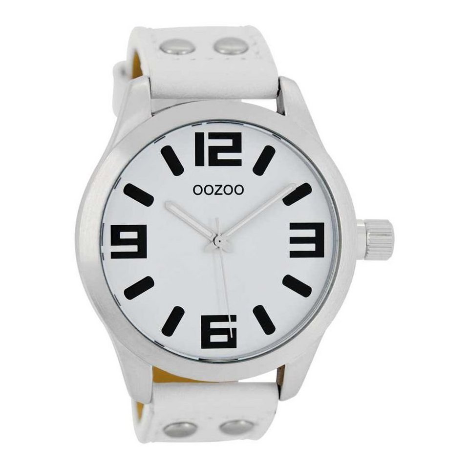 OOZOO Quarzuhr Oozoo Damen Armbanduhr Timepieces C1050, Damenuhr rund,  extra groß (ca. 46mm) Lederarmband, Fashion-Style, Hochwertiges Miyota  Quarzlaufwerk, Batterietyp 377 (SR626SW)
