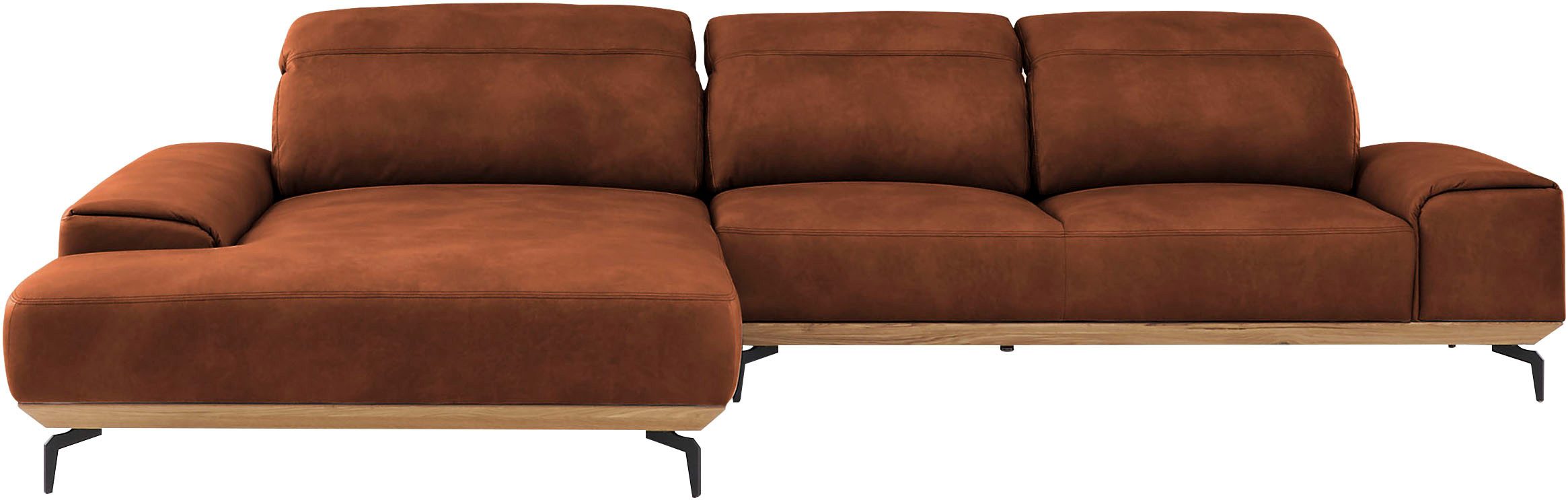 Musterring Wohnlandschaft MR 2490 Ecksofa mit erstklassigem Sitzkomfort, Long-Life-Leder, Fuß Schwarz, Sitzhöhe 46cm, wahlweise mit Funktionen, Maße 342x207 cm