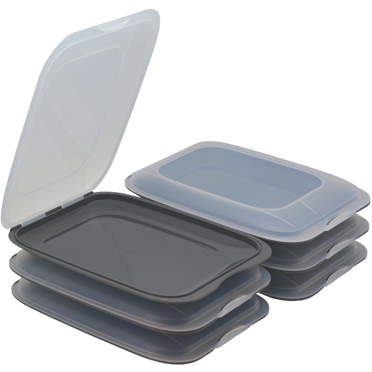 Engelland Frischhaltedose Aufschnittdosen, Kühlschrankbox, Kunststoff, (Vorteils-Set, 6-tlg., mit transparentem Deckel), stapelbar, platzsparend, Ordnung im Kühlschrank, Organizer, Stapelbox