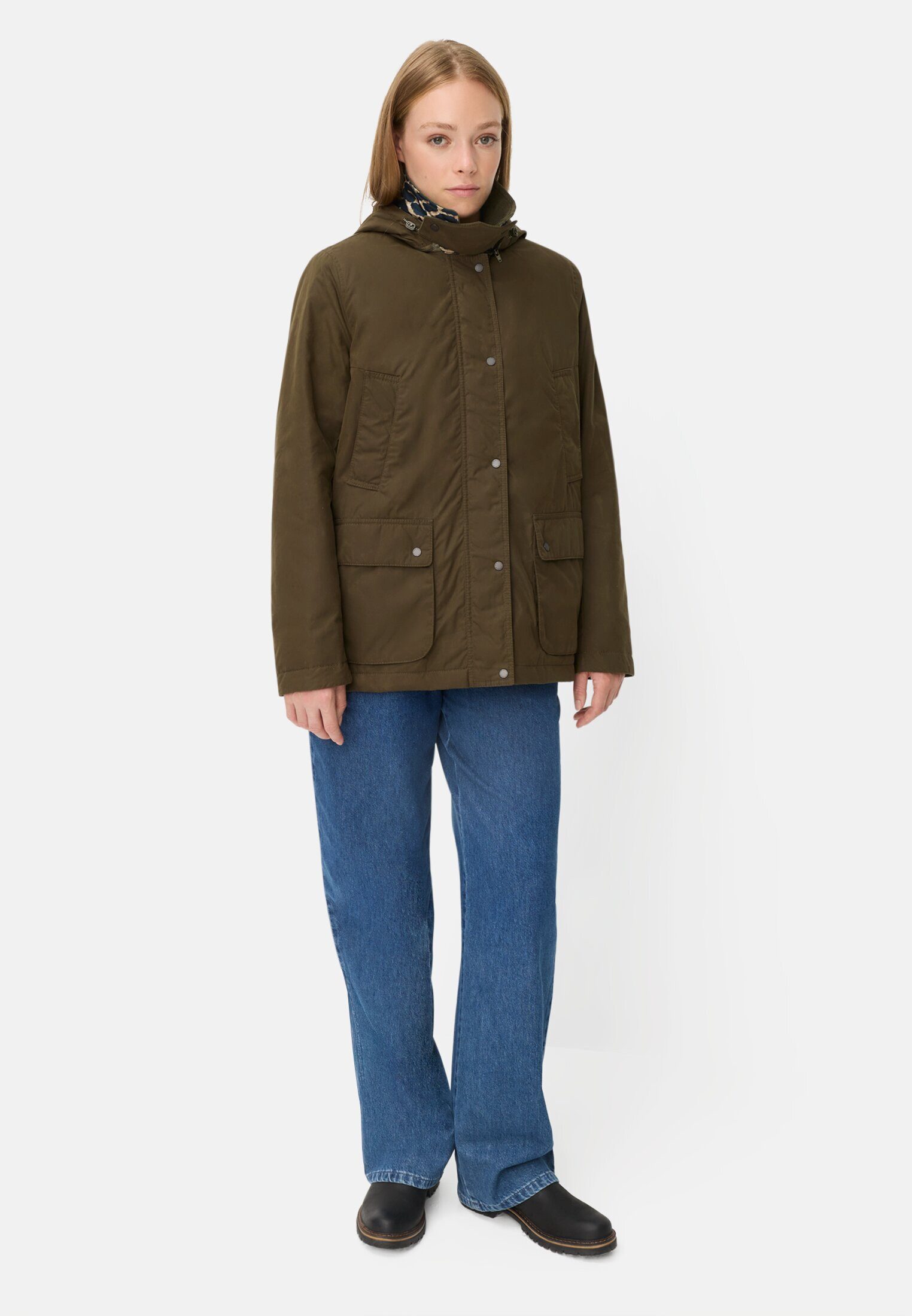 camel active Fieldjacket mit abnehmbarer Kapuze und Kordkragen Langarm