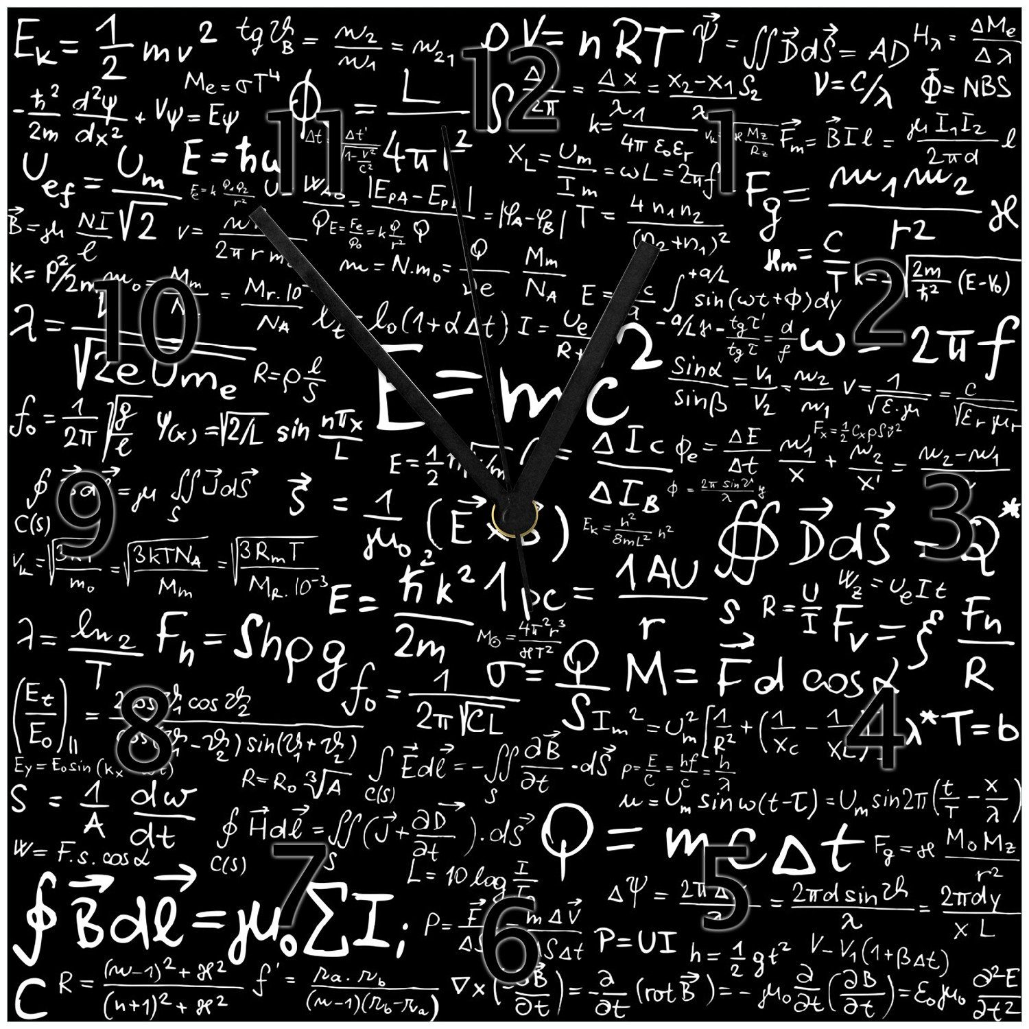 Relativitätstheorie  Wanduhr Wallario Mathematische Formeln (Glasuhr)