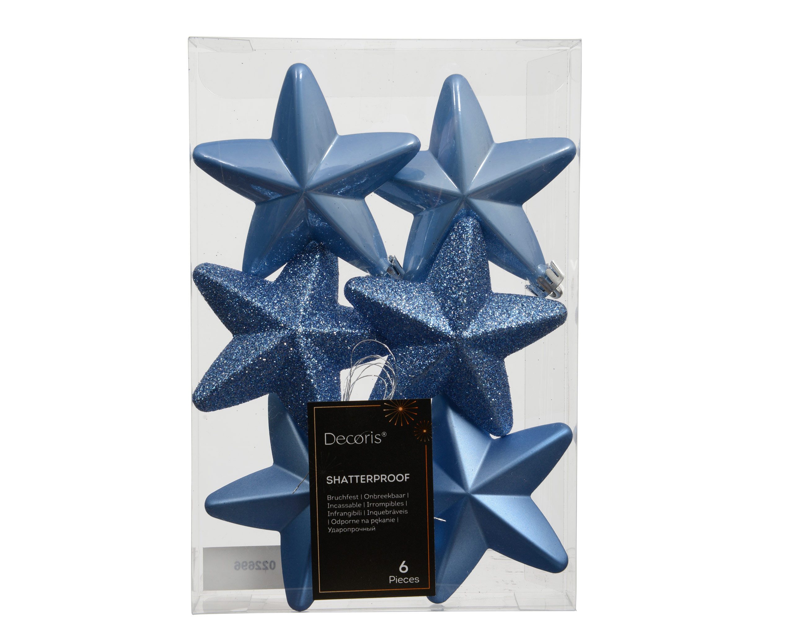 Kaemingk Christbaumschmuck, Christbaumschmuck Sterne 7cm Kunststoff 6 Stück - Himmelblau