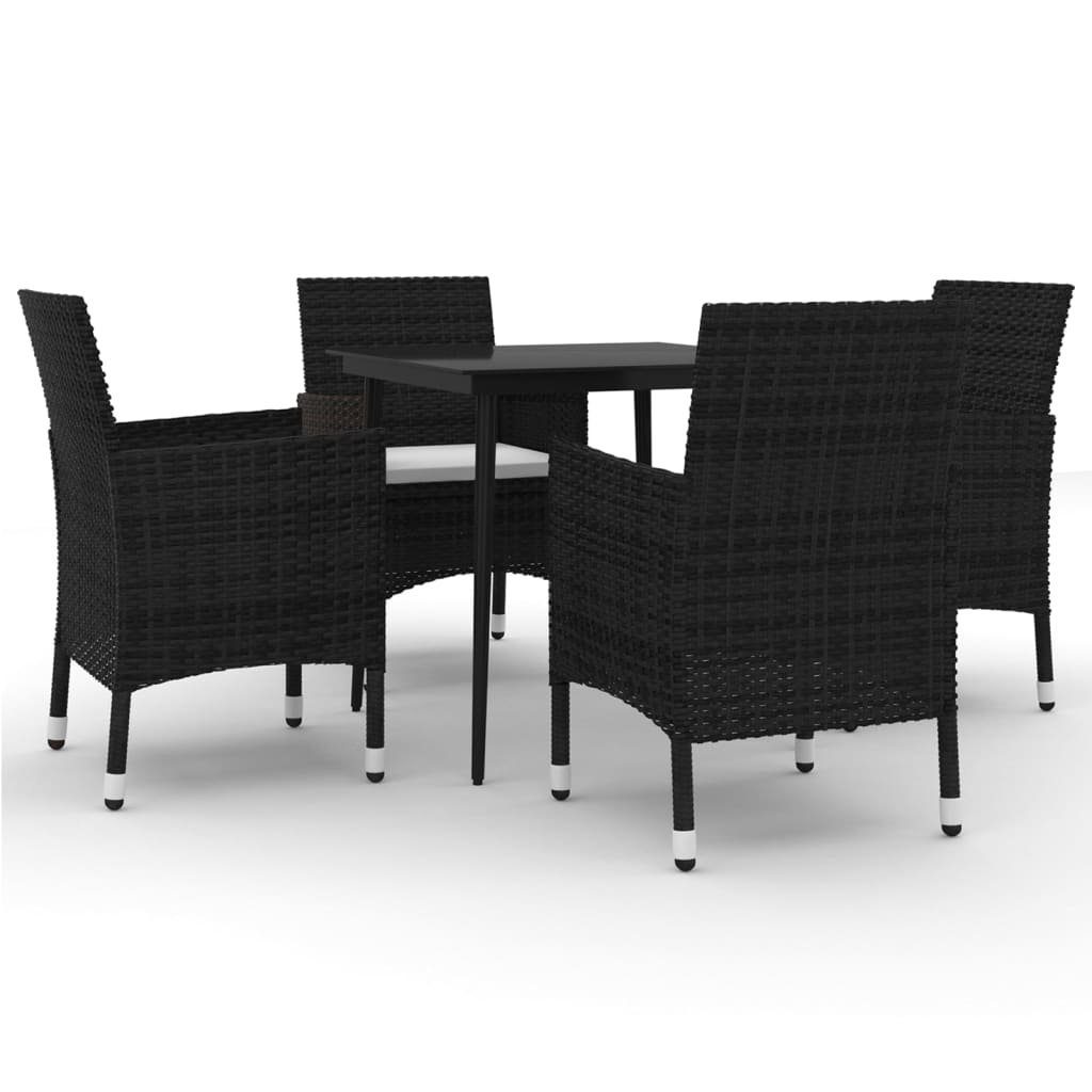 Garten-Essgruppe 5-tlg. Garten-Essgruppe mit Auflagen Poly Rattan und Glas