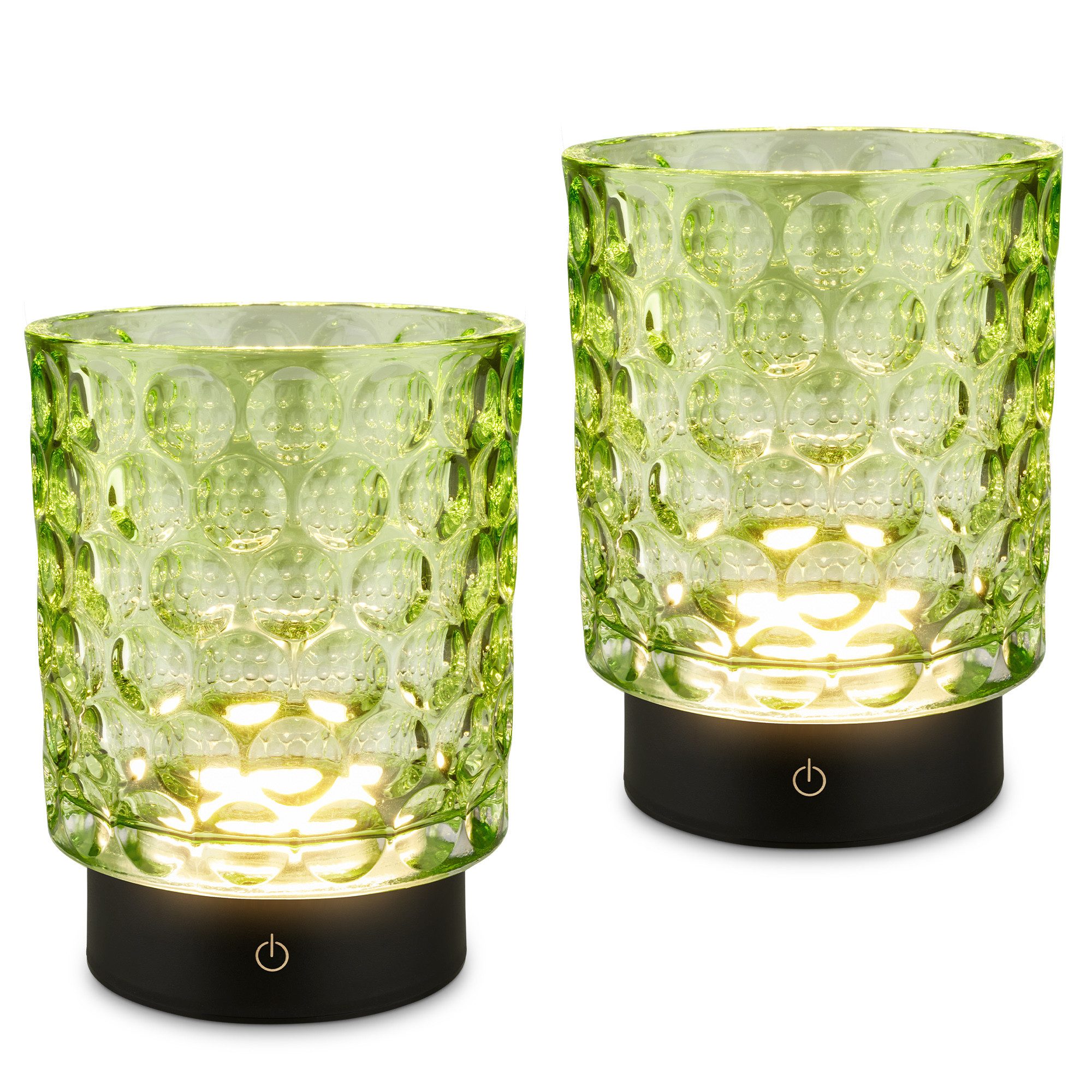 Briloner Leuchten LED Außen-Tischleuchte SUNORA, Dimmfunktion, LED fest integriert, Warmweiß, kabellos 15 x 11 cm Grün 2W Wohnzimmer Flur Outdoor Aussen 2er-Set