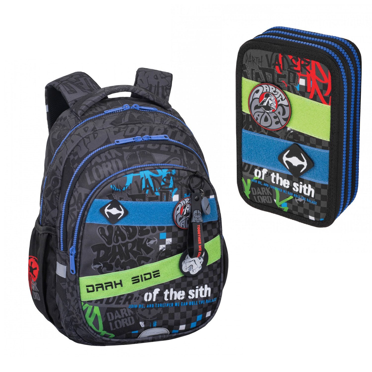 CoolPack Schulrucksack Star Wars Schulset: Rucksack und Federmäppchen, 3-Kammer-Rucksack „Jerry“ (15), Federtasche mit Zubehör