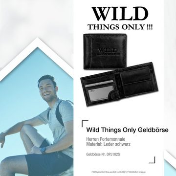 Wild Things Only !!! Geldbörse WildThings Only RFID Schutz Portemonnaie (Portemonnaie, Portemonnaie), Herren, Damen Portemonnaie Echtleder Größe ca. 10,5cm, schwarz