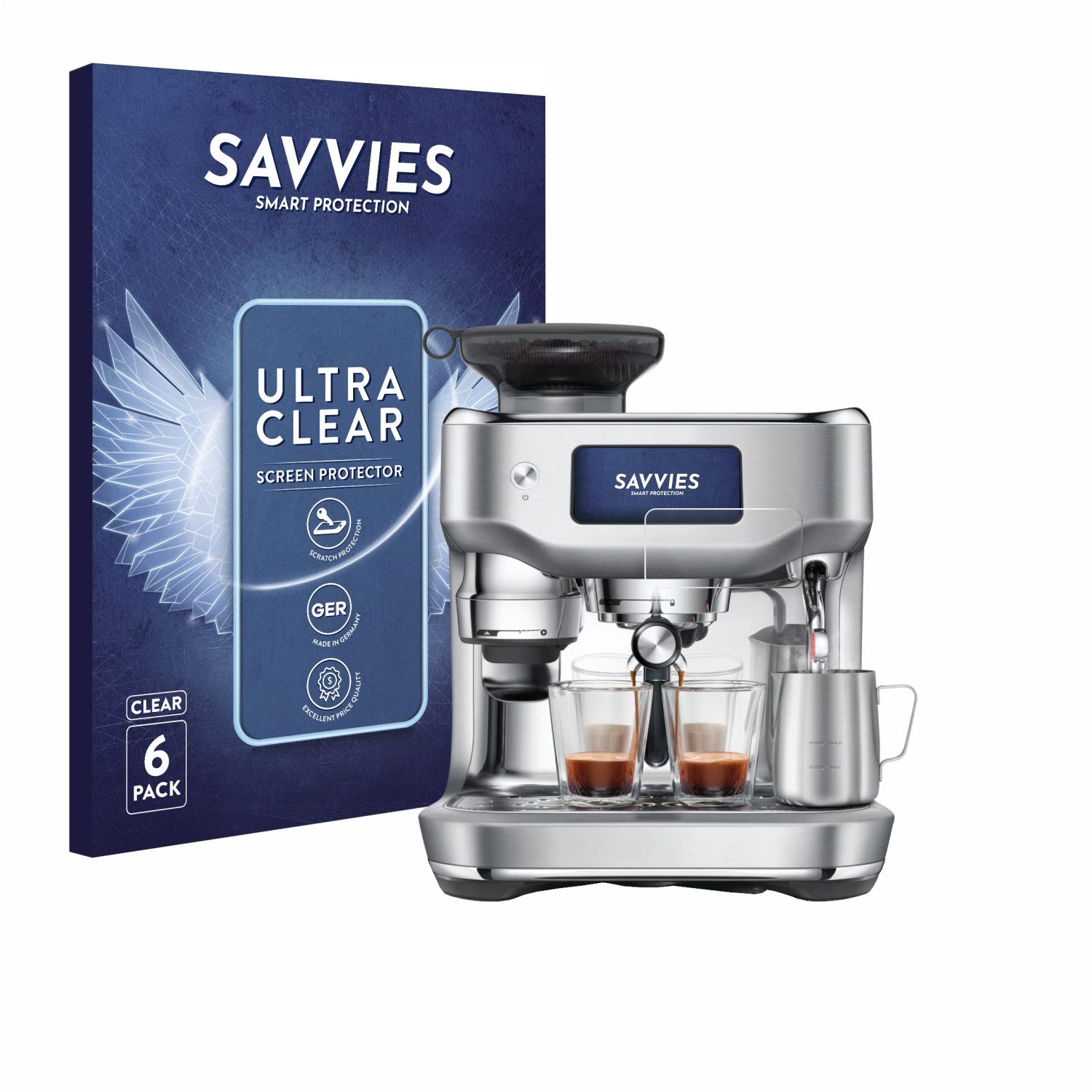 Savvies Displayschutzfolie Schutzfolie für Sage the Oracle Dual Boiler, 6 Stück, Displayschutz Schutz Folie Klar Transparent