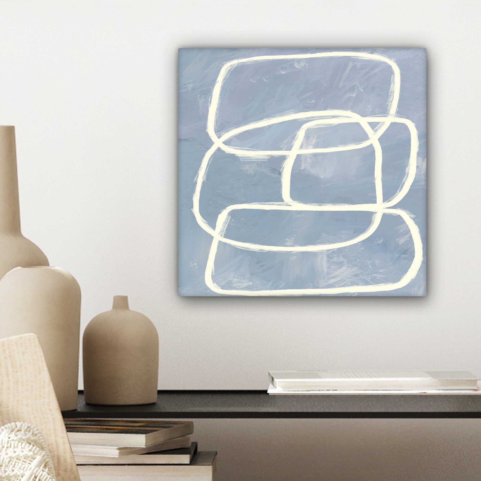 OneMillionCanvasses® Leinwandbild St), für Abstrakt Wohnzimmer Leinwand Schlafzimmer, Blau Bilder 20x20 Kunst, (1 cm - 