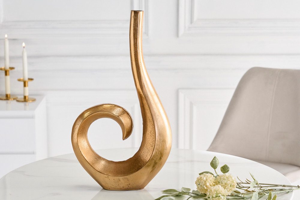 riess-ambiente Dekovase WAVE 47cm gold (Einzelartikel, 1 St), Wohnzimmer · Dekoration · groß · Tisch · Metall