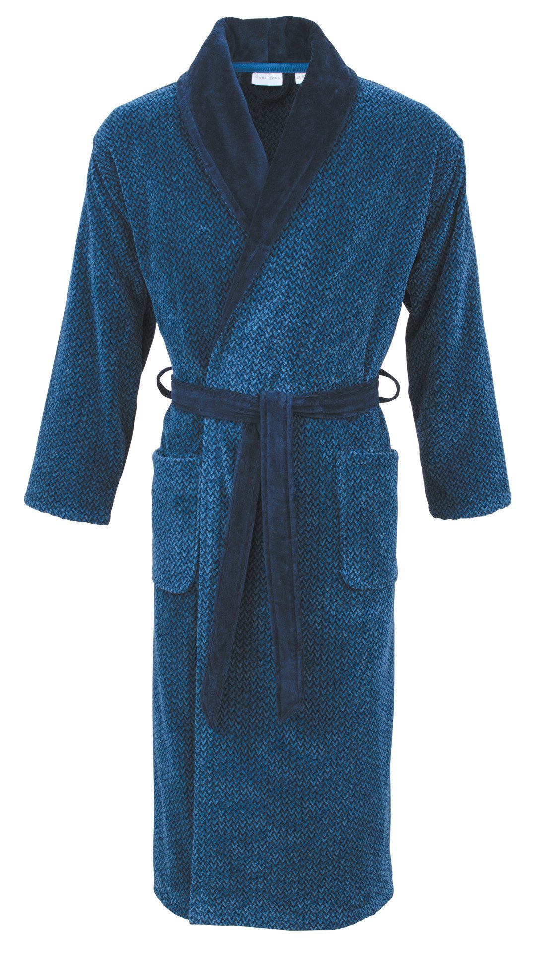 comtessa Herrenbademantel Velours, Langform, Velours, Schalkragen, Gürtel, mit Kontrastpaspelierung