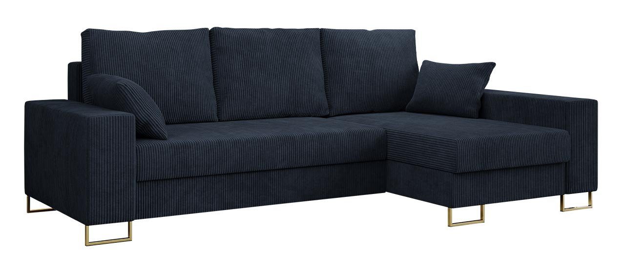 Lincoln MÖBEL Couch DORIAN, L-Form Ecksofa Kissen Stil, Modern mit lose MKS Dunkelblau Schlaffunktion,