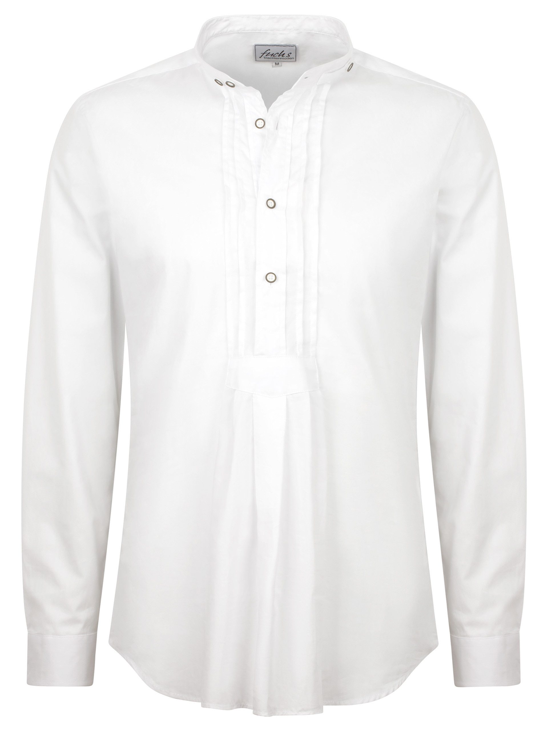 FUCHS Trachtenhemd Trachtenhemd Herren Weiß Slim Fit Wiesn Stehkragen Trachtenmode (1-tlg)