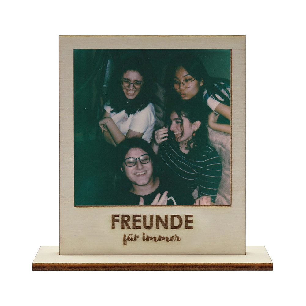 WANDStyle Bilderrahmen für Polaroid, aus Holz mit Gravur "Freunde für immer"