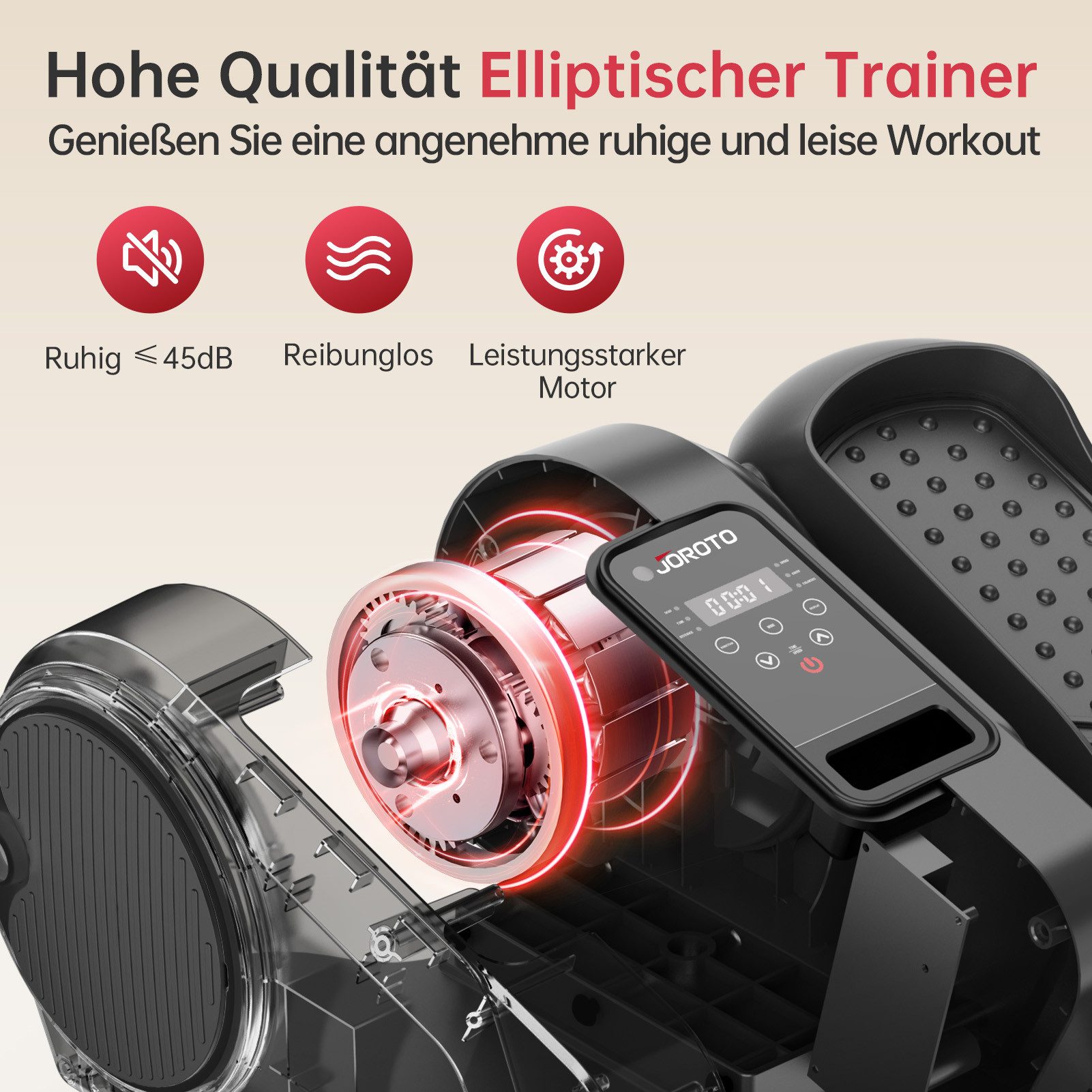 JOROTO Crosstrainer YDE10 Mini Ellipsentrainer für zu Hause, mit LED-Display und Fernbedienung, 12 Geschwindigkeitsstufe