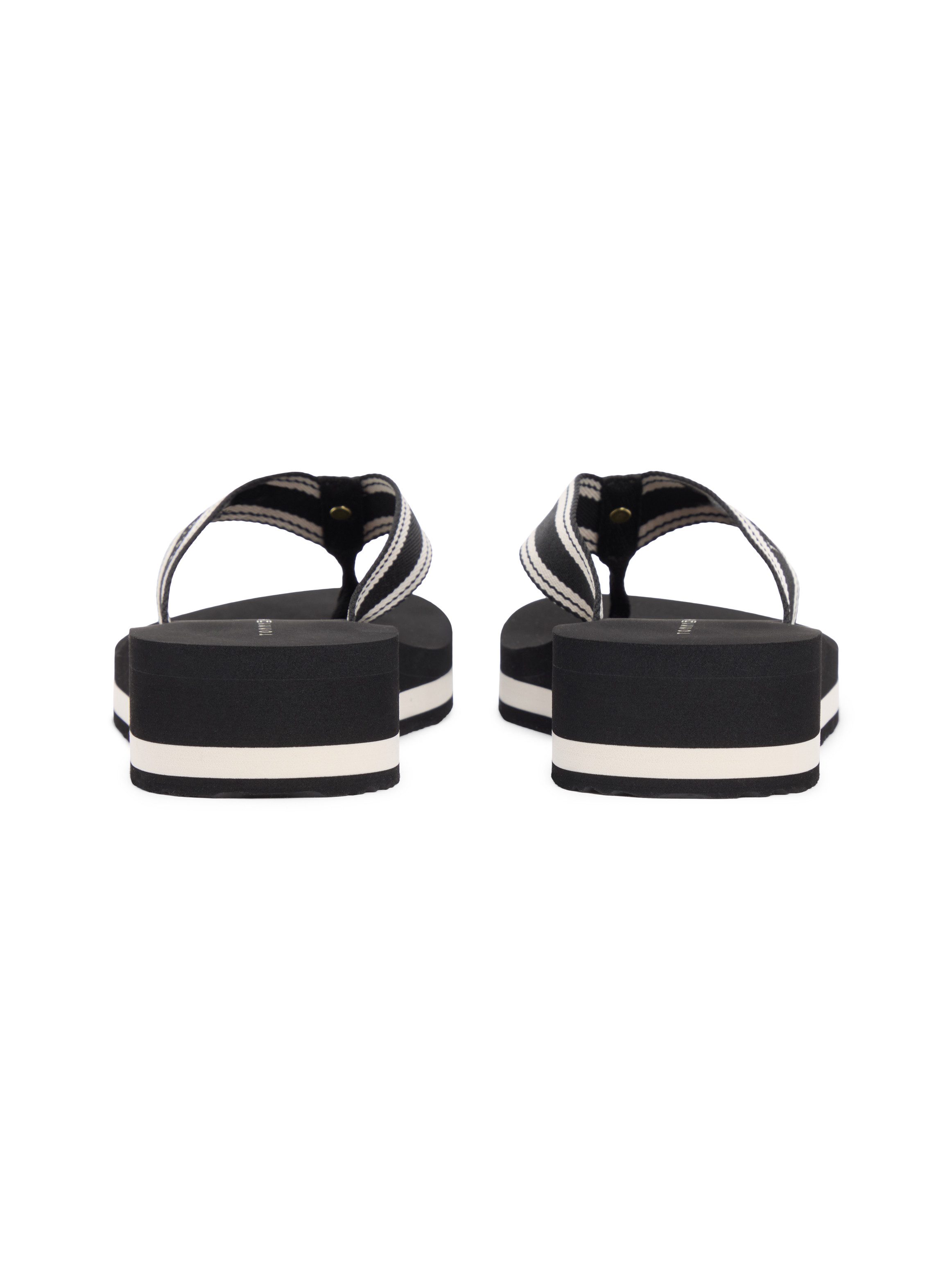 Tommy Hilfiger TH FLAG PRINT SUMMER SANDAL Zehentrenner Keilabsatz, Plateau, Sommerschuh, Dianette mit gestreifter Bandage