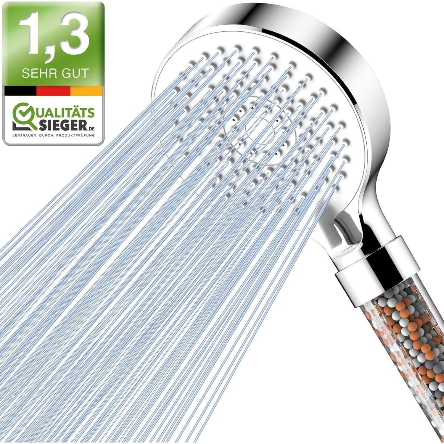 LuxusKollektion Handbrause Wassersparender Duschkopf mit 5 Strahlarten und