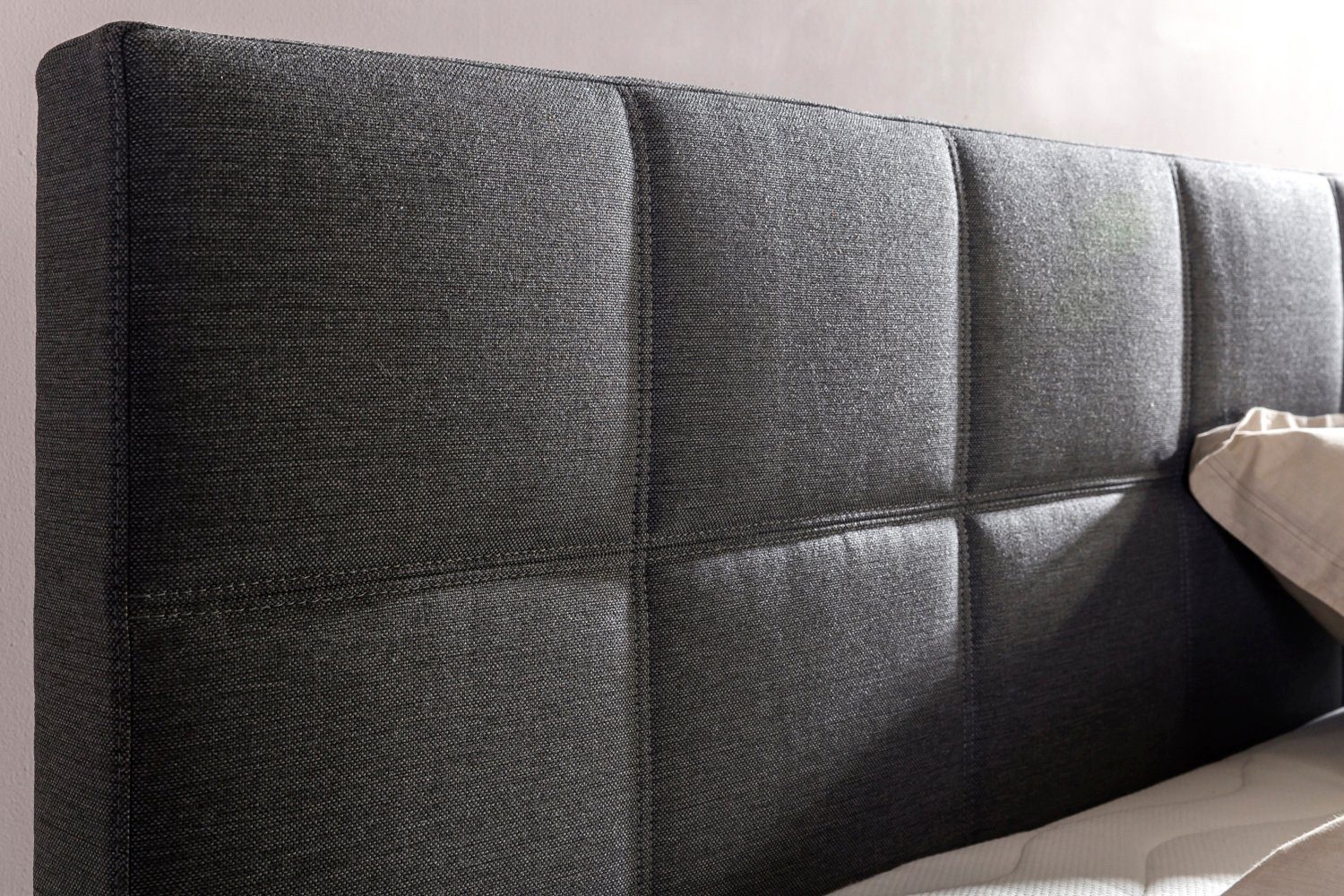Möbelfreude Boxspringbett Boxspringbett Bea Anthrazit 90x200 cm H3, Anthrazit 90x200 cm H3 7-Zonen Taschenfederkern-Matratze + Bonell-Fede