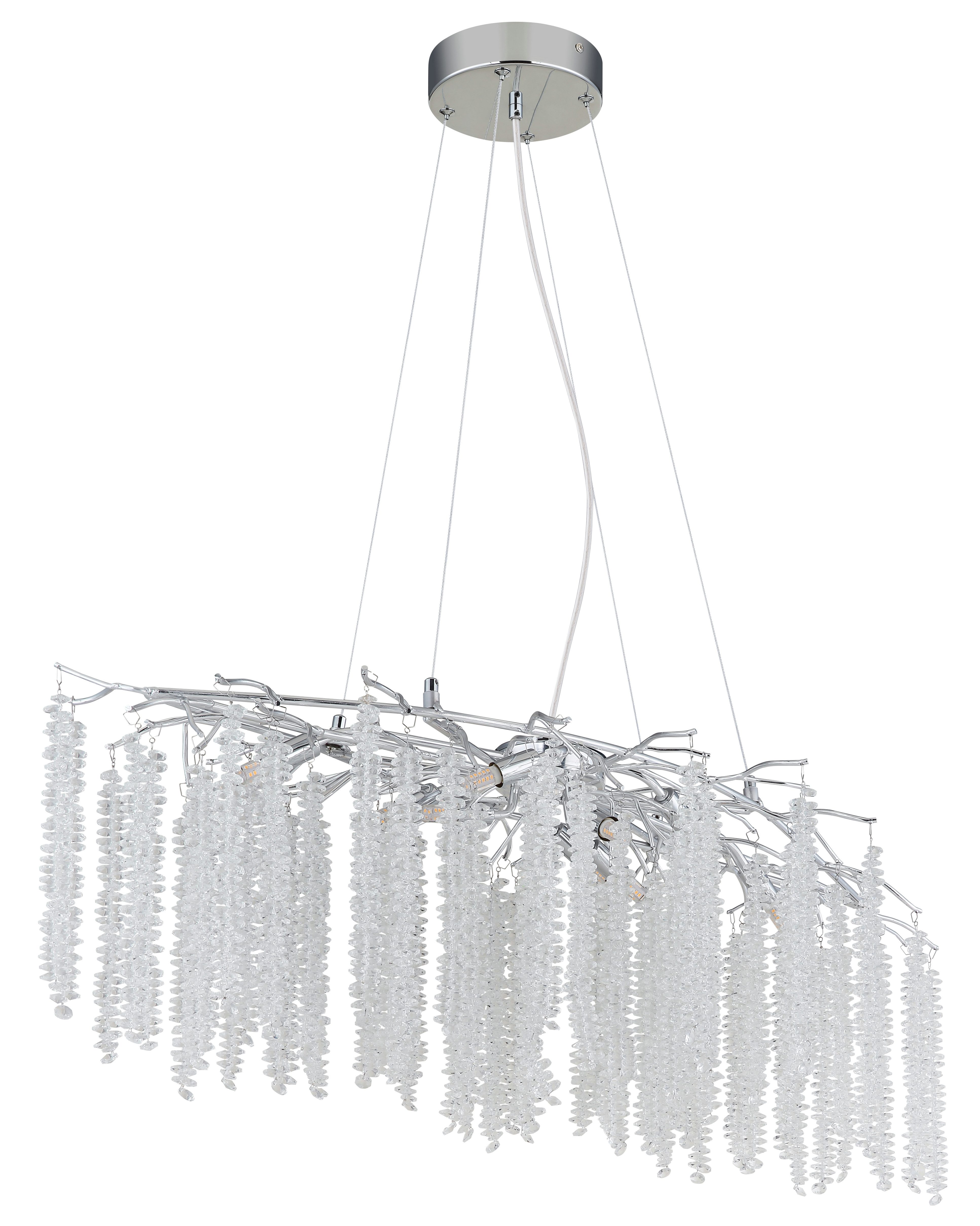 GLOBO LIGHTING Hängeleuchte LAVERNE, ohne Leuchtmittel, Kristall Luster für Wohn- & Esszimmer Chrom