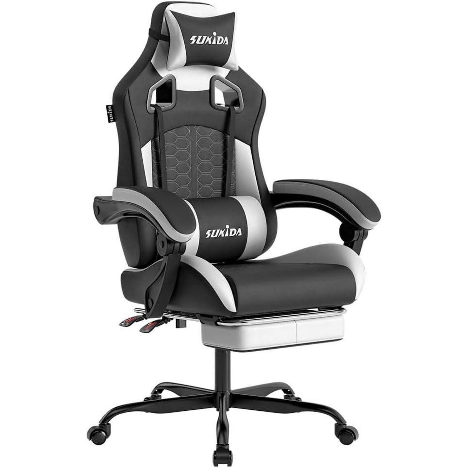 Gaming-Stuhl Ergonomischer Gaming-Stuhl mit Fußstütze und Lendenwirbelstütze