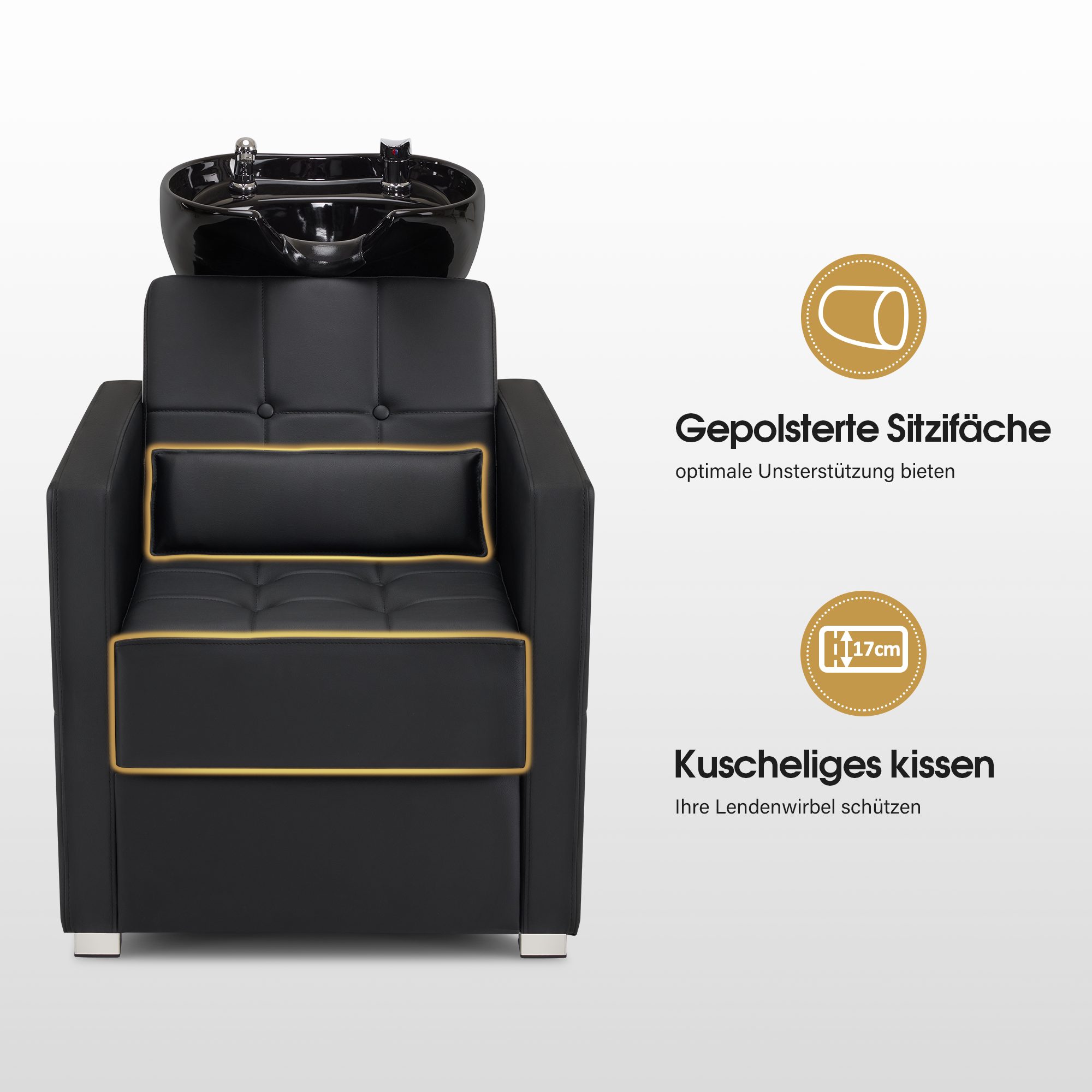 Barberpub Waschbecken Barberpub Friseurstuhl mit Waschbecken Friseurwaschbecken 8010, aus Keramik, Verstellbar, Rückwärtswaschsessel, für SPA Salon – Bild 4 von 5
