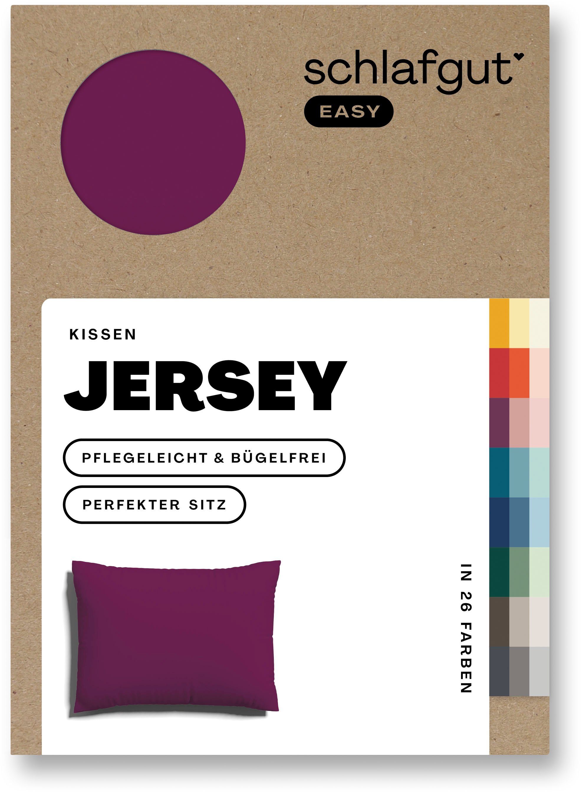 Schlafgut Kissenbezug EASY JERSEY Kissenhülle 100% Baumwolle, weicher Edel-Jersey, bügelfrei, (1 Stück), mit farblich angepasstem Reißverschluss, pflegeleicht, formstabil