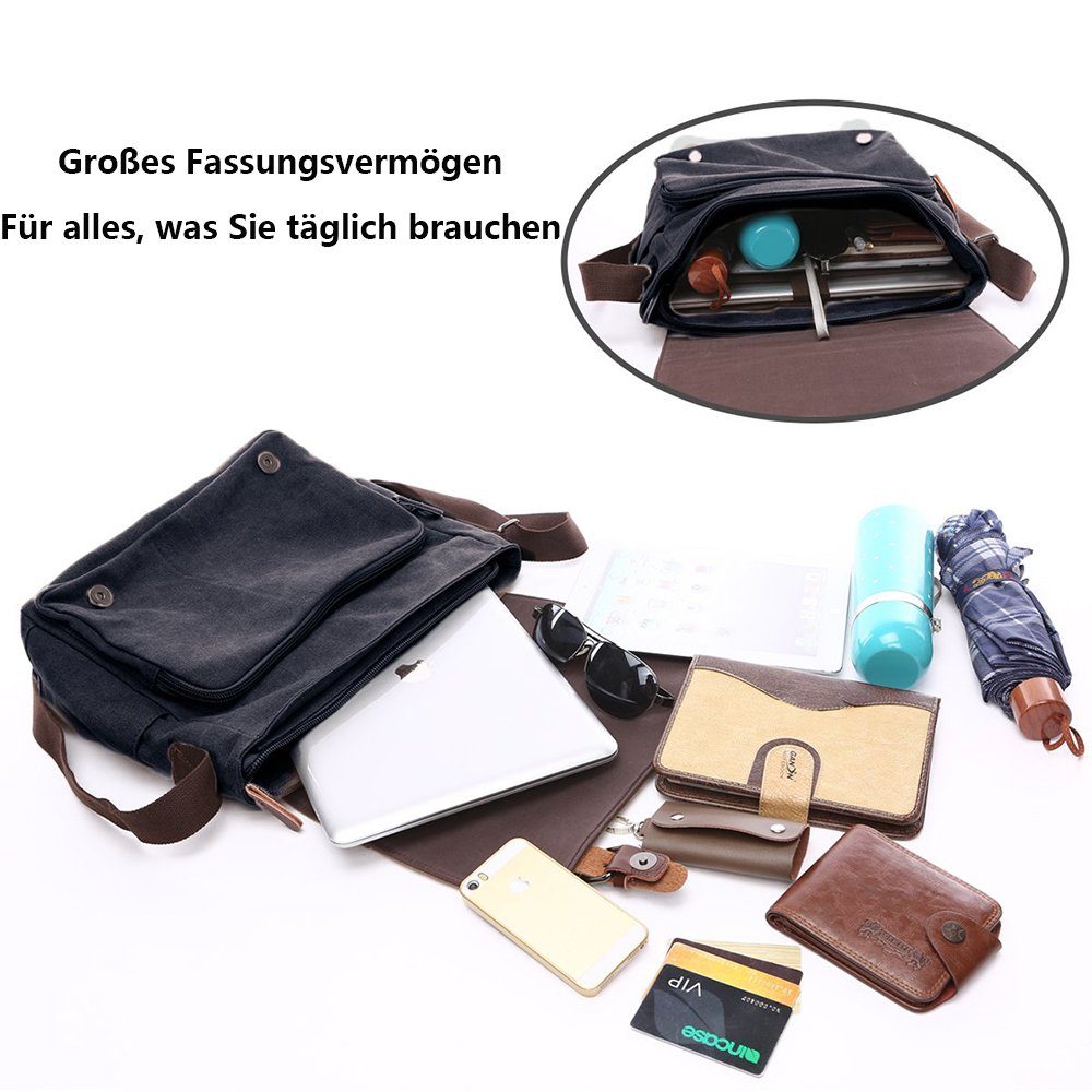 Messenger Bag Umhängetasche Schwarz GelldG Laptoptasche Schultertasche, Kuriertasche Schultertasche