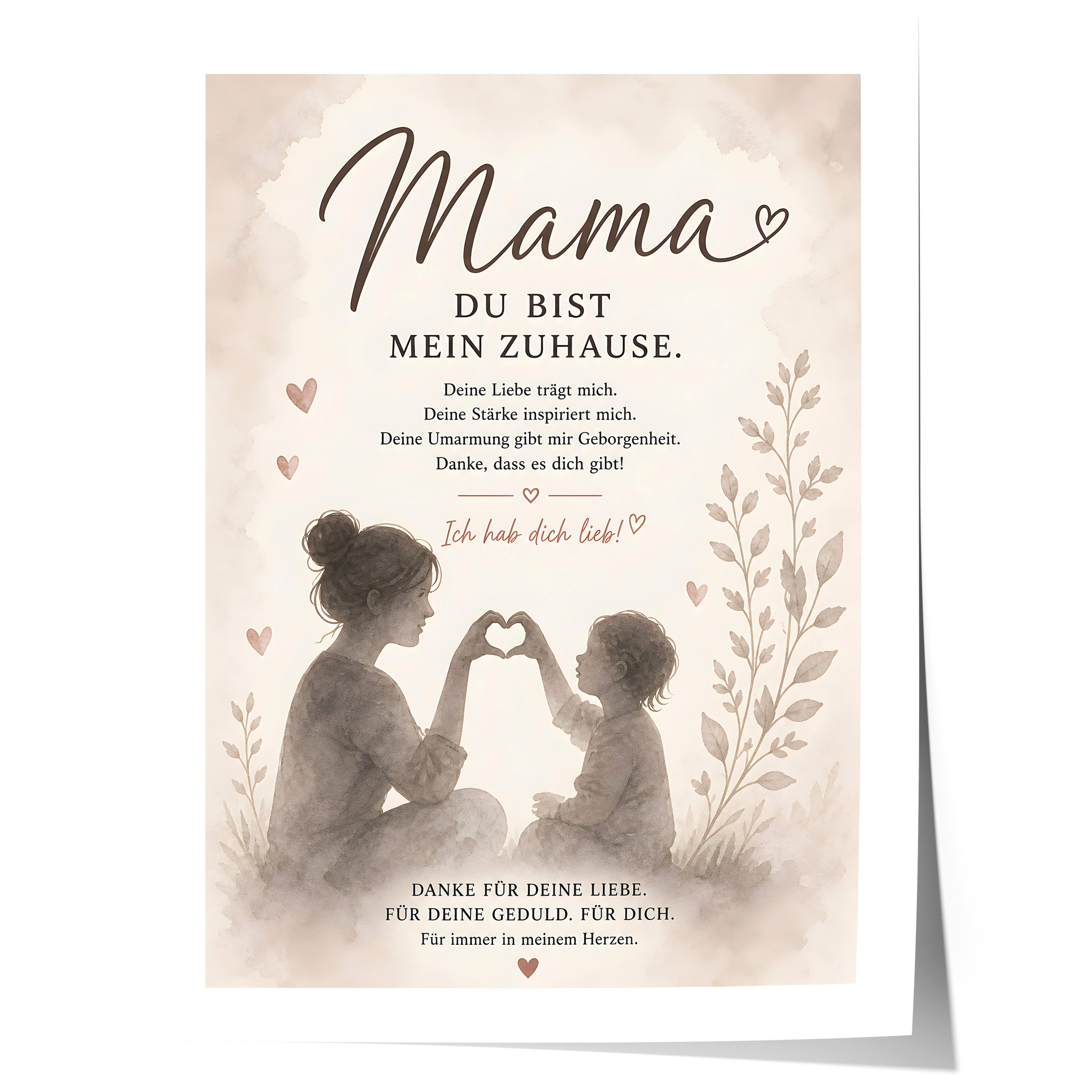 JUSTGOODMOOD Poster Muttertag Mama Kind Geschenk für Mama Liebe Spruch Familie Wanddeko Pr, (1 St)